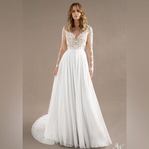 AW Bridal Long Sleeve Lace Wedding Dress